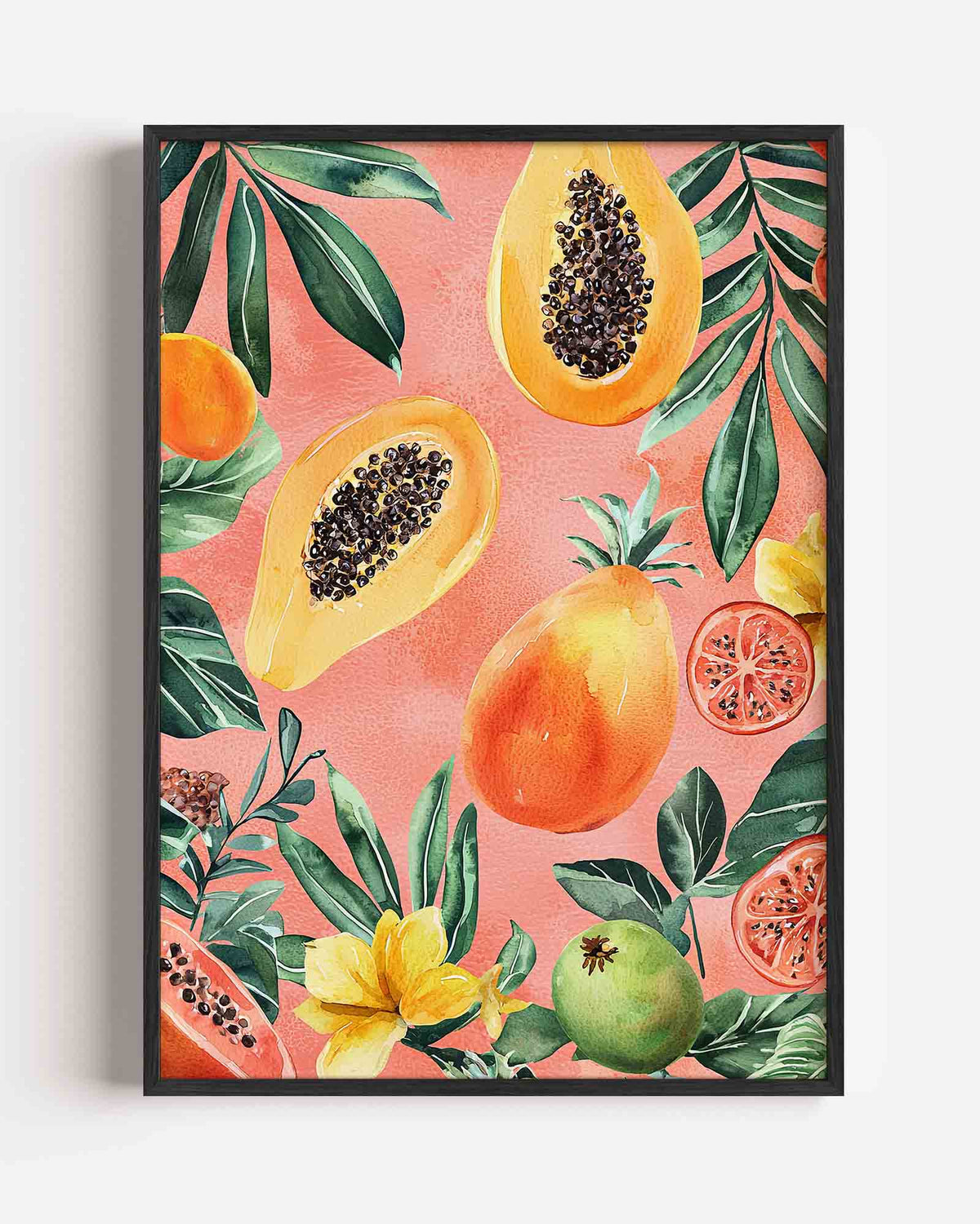 Papaya en bladeren – dieren portret poster als wanddecoratie