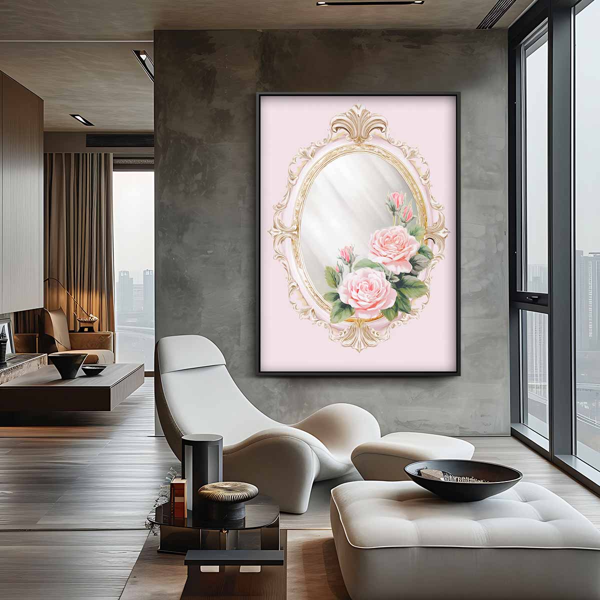 Romantische Rozen Spiegel – staand kunstwerk voor modern interieur