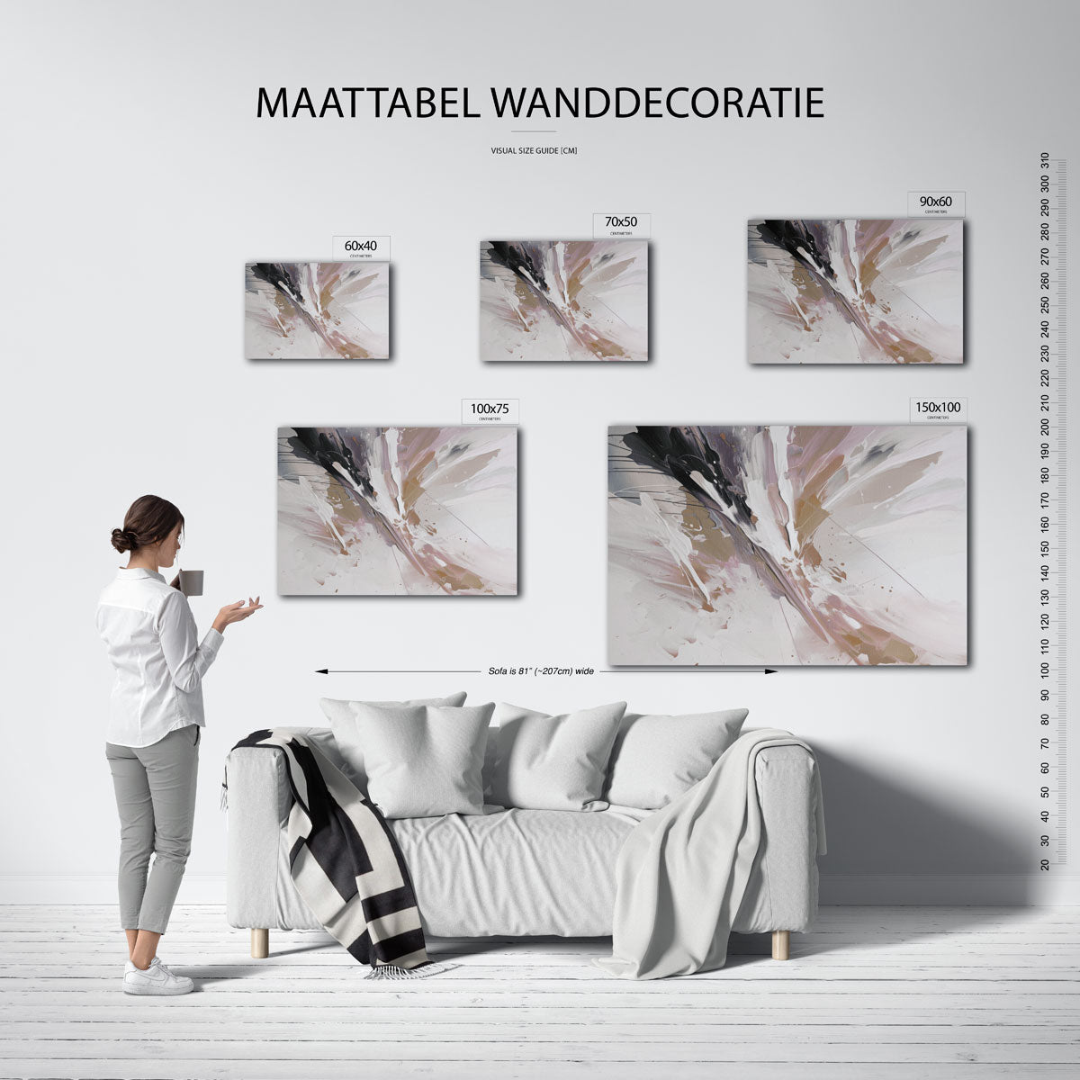 Dynamische kleurenexplosie – Krachtige – moderne liggende wandkunst