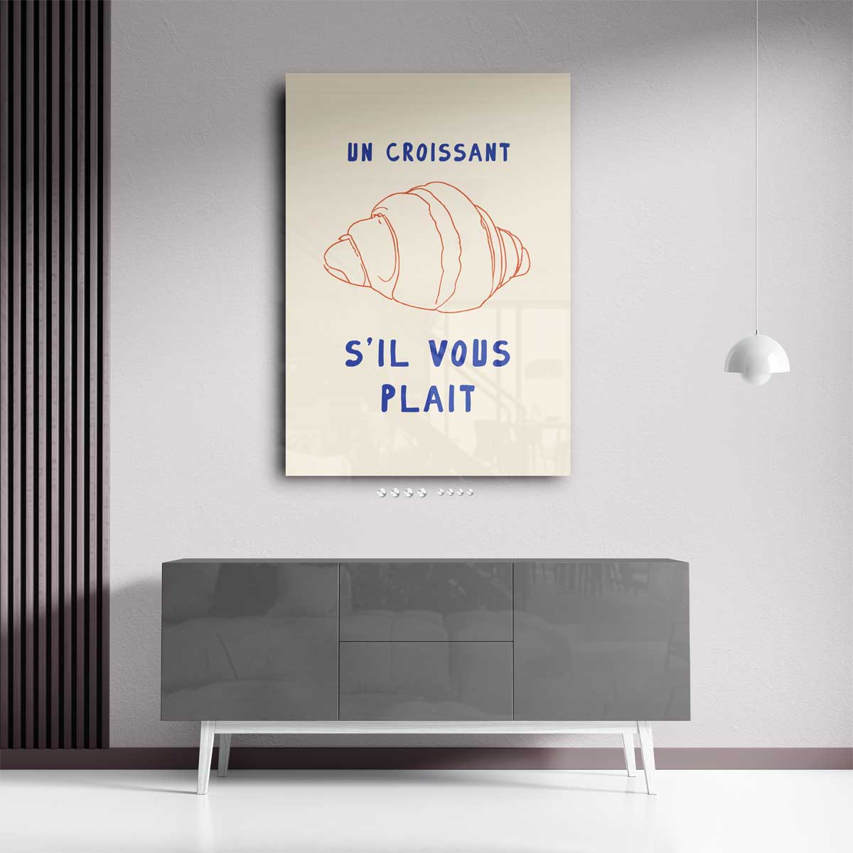 Charmante Croissant Illustratie – kunstwerk met zwarte baklijst