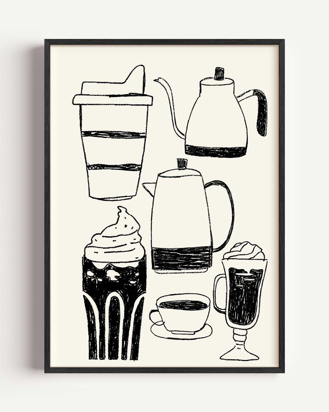 Koffiemoment Illustratie – zomer portret poster als wanddecoratie