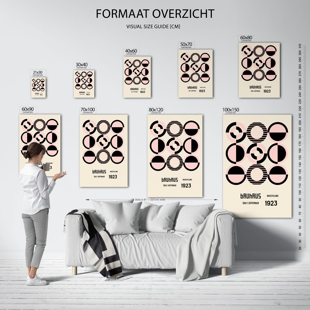 Cirkelpatroon en tekst – geometrische poster in Bauhaus-stijl van WallArtistic