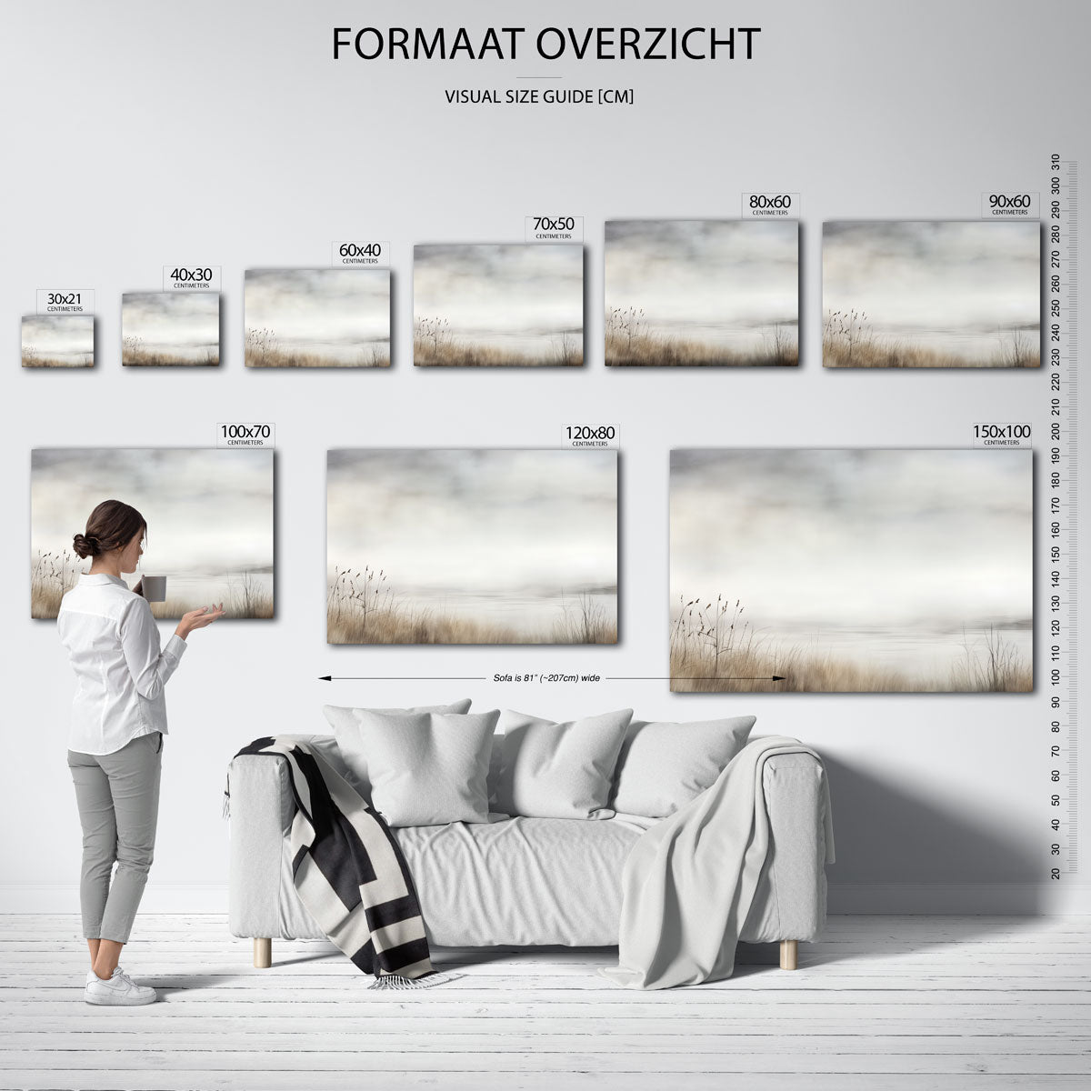 Mistige oever – liggende muurposter met abstracte vormen