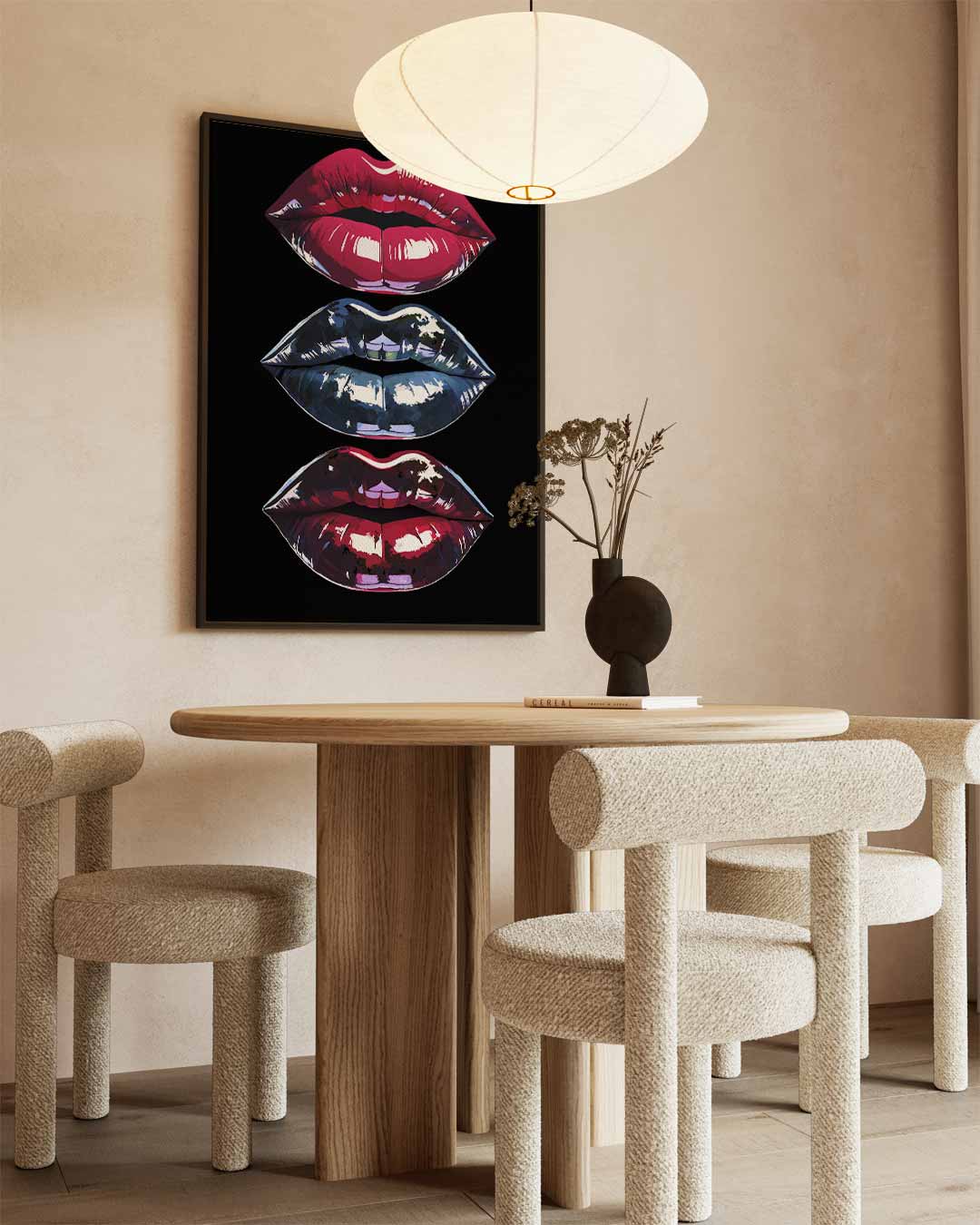 Kleurrijke Lippenkunst – dibond wanddecoratie in staand formaat
