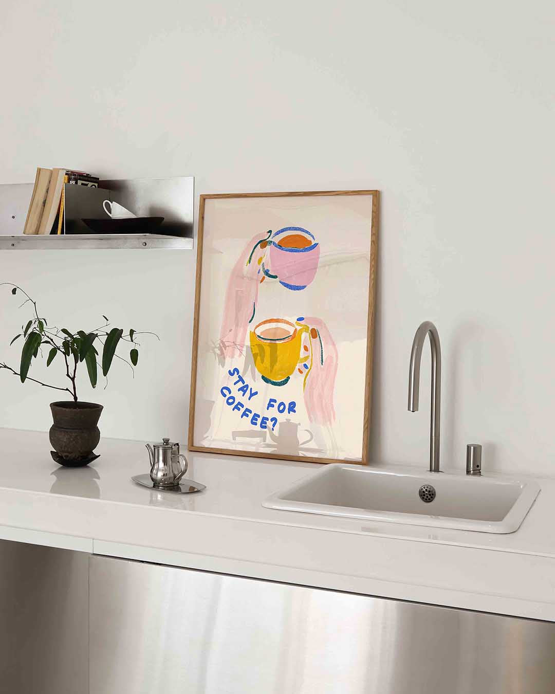 Kleurrijke koffiekopjes – keukenposter in staand formaat