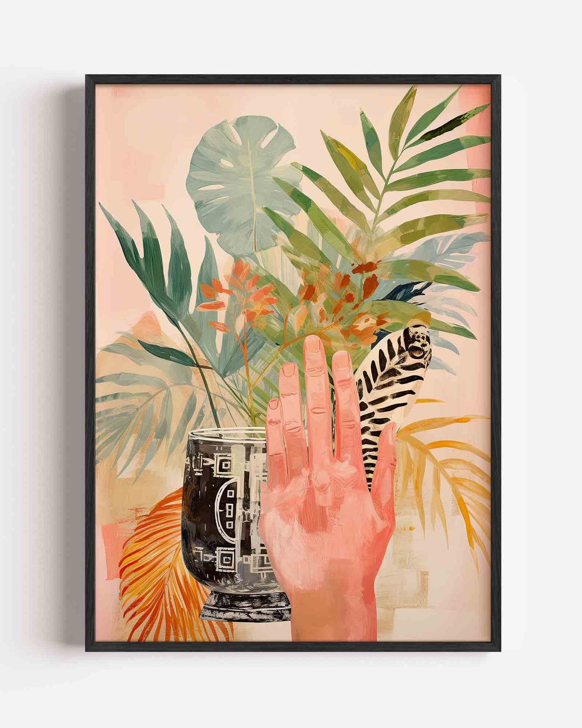 Hand en bladeren – botanische portret poster als wanddecoratie