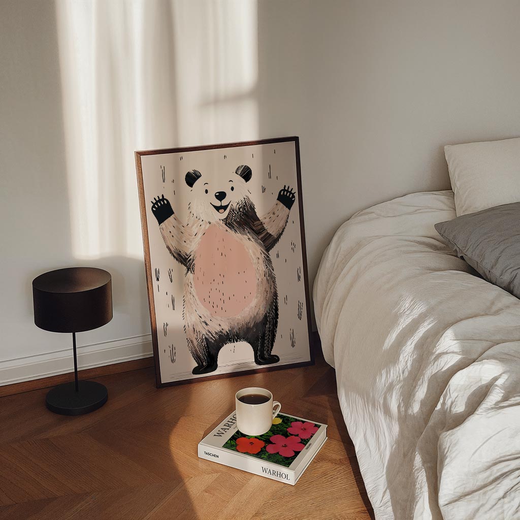 Vrolijke Panda – staande kinderkamer wanddecoratie van WallArtistic