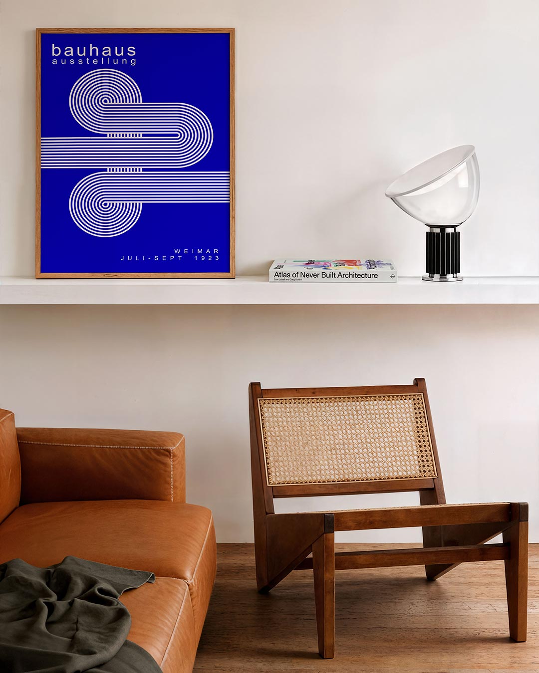Lijnen en cirkel – staande Bauhaus poster voor aan de muur