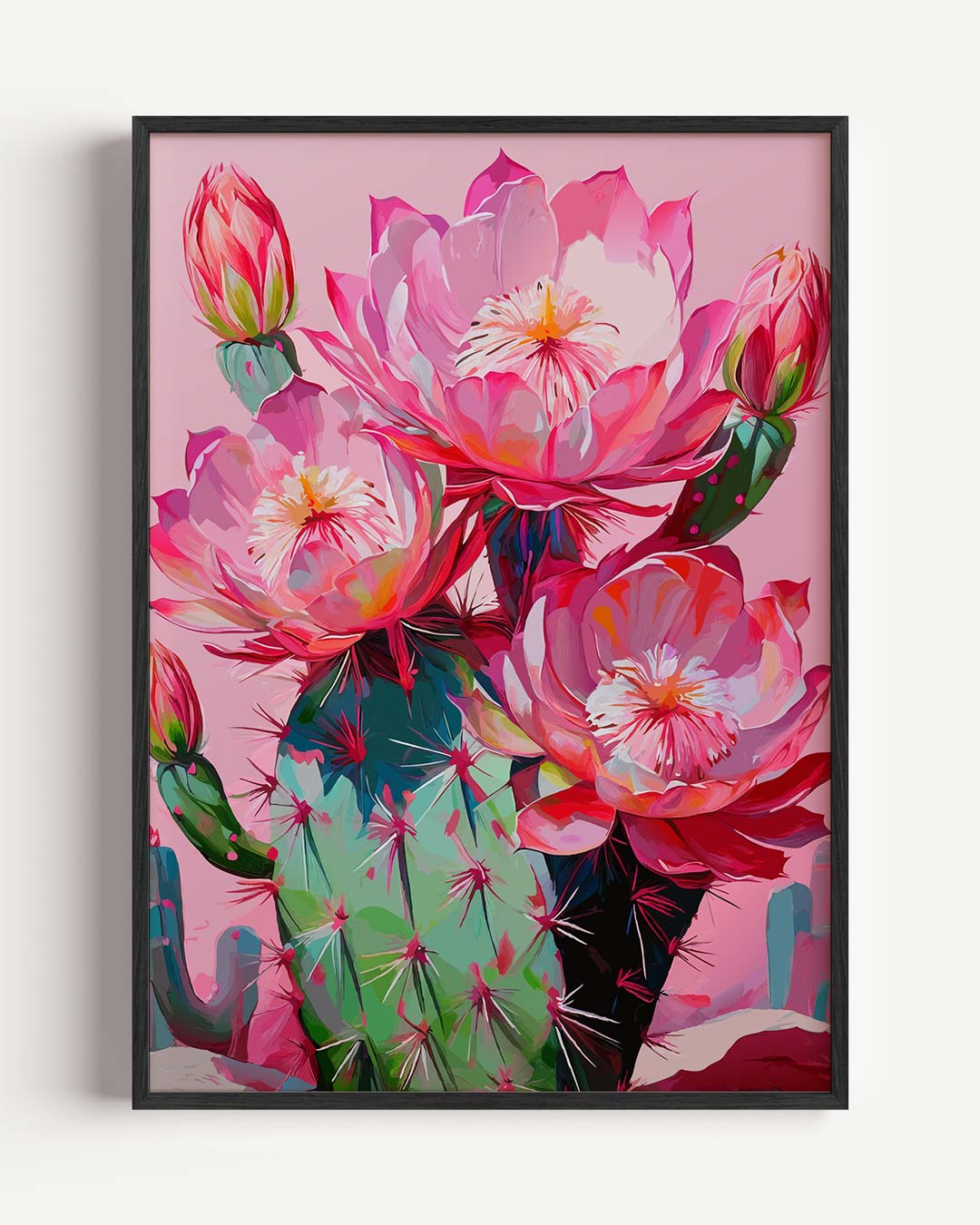 Kleurrijke Cactus Bloei – paas portret poster als wanddecoratie