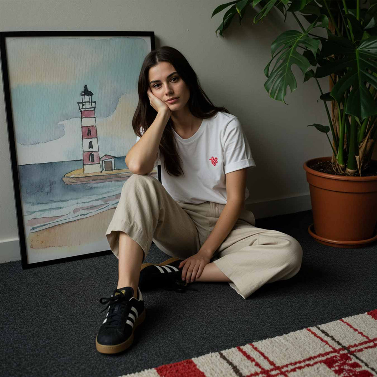 Dromerige Vuurtoren aan de Kust – staande muurposter met dierenthema