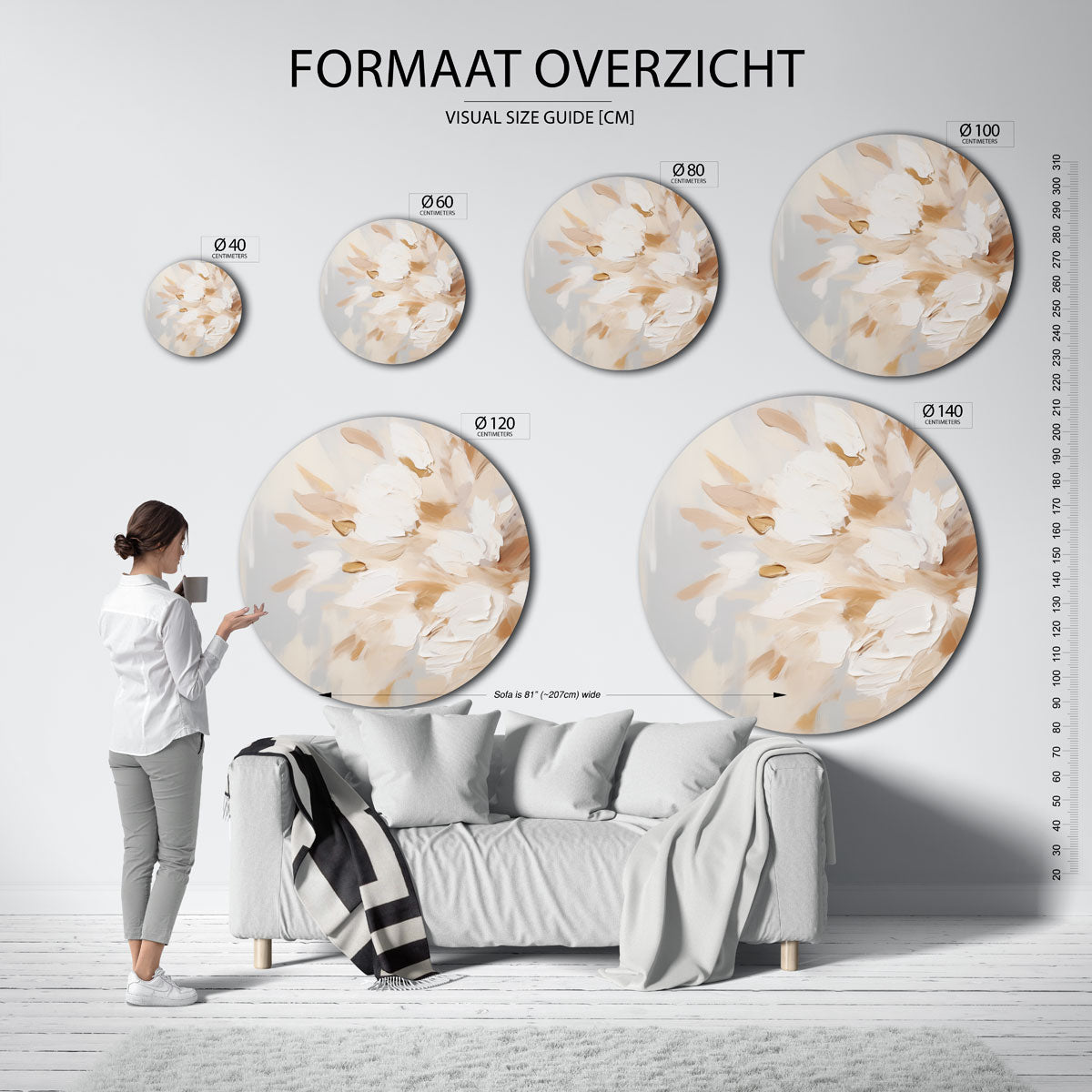 Bloemmotief – abstracte wandkunst als muurcirkel van WallArtistic