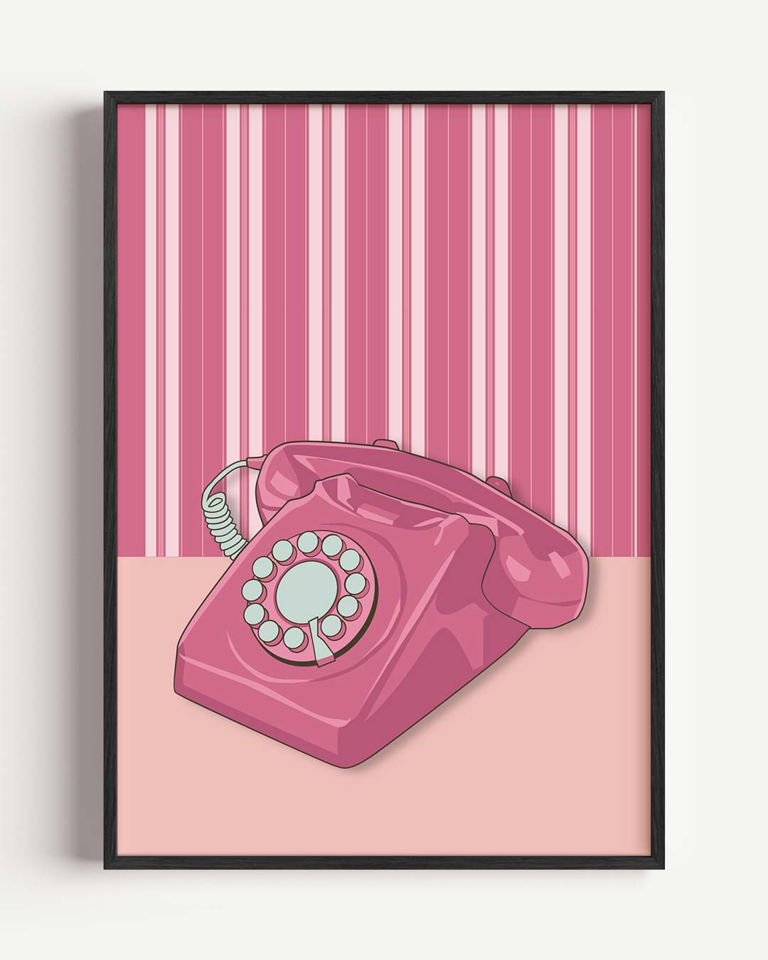 Retro Roze Telefoon – zomer portret poster als wanddecoratie
