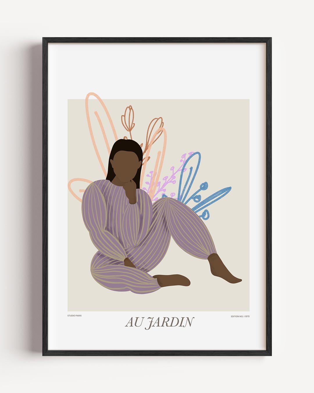 Subtiele Elegantie in de Tuin – lijntekening portret poster als wanddecoratie