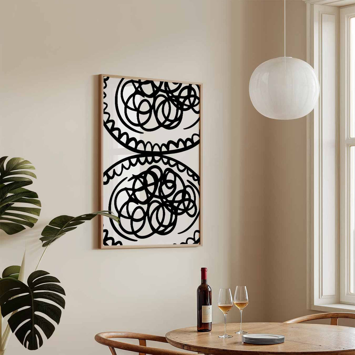 Elegante Krullende Patronen – staande keuken wanddecoratie van WallArtistic