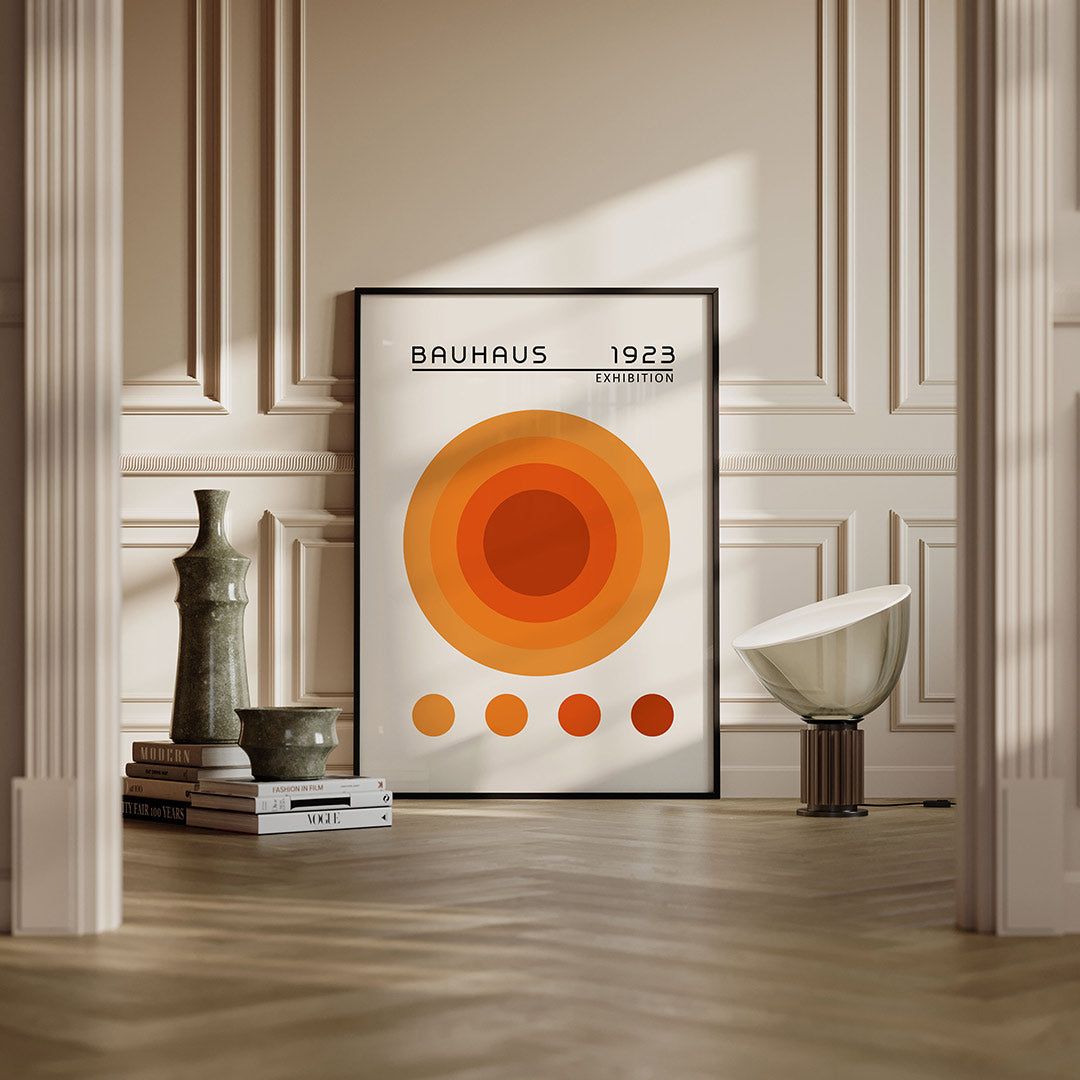 Cirkelvormen en kleur – moderne Bauhaus wandkunst als poster
