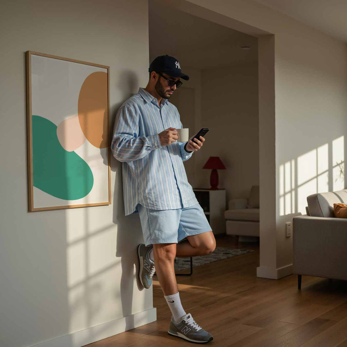 Moderne Abstracte Kunstposter – staande muurposter met kleurrijke abstracte vormen