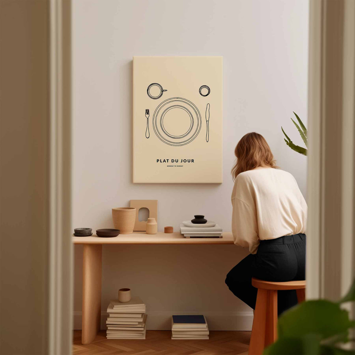 Plat du Jour Poster – kunstwerk met zwarte baklijst