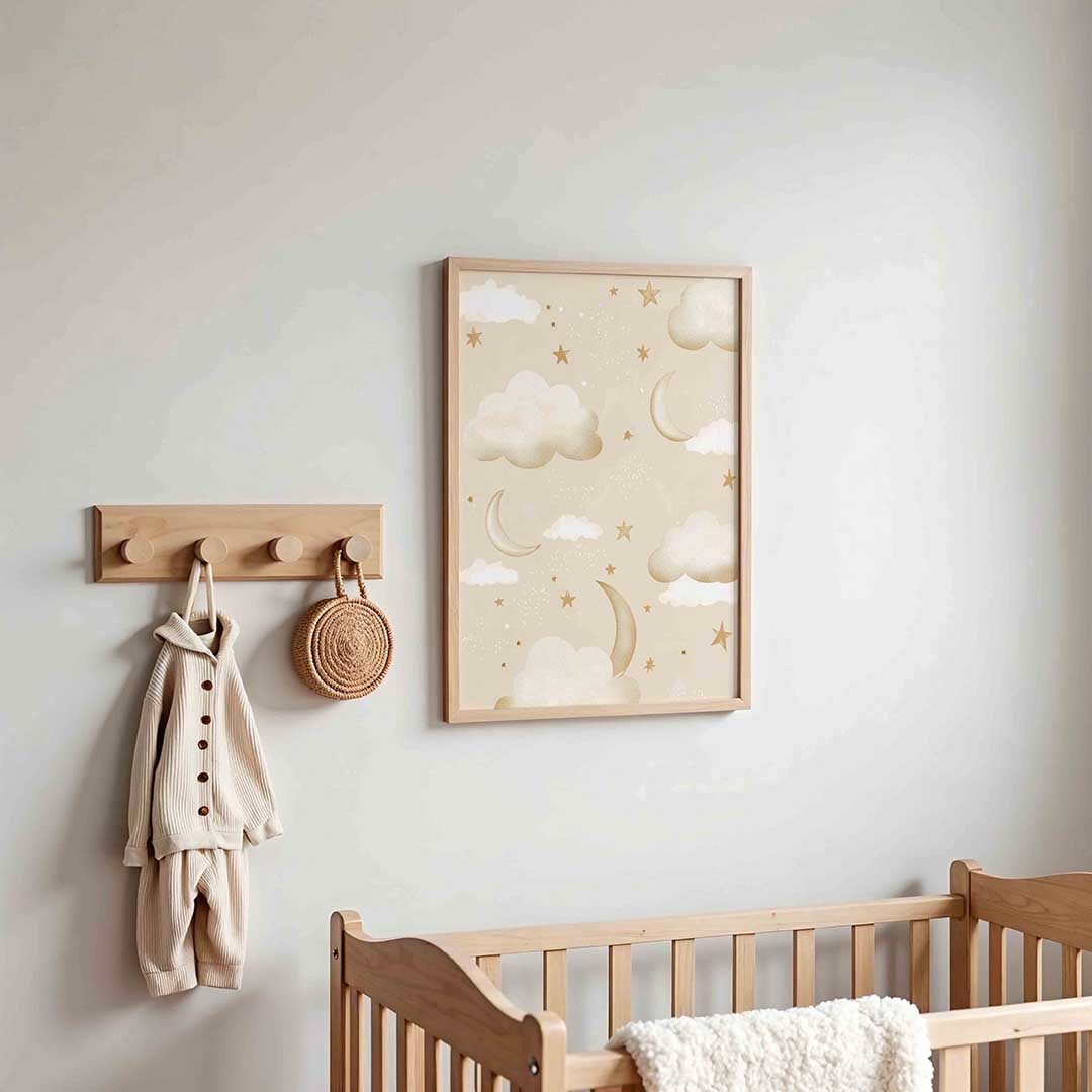 Wolken en sterren – kinderposter in staand formaat