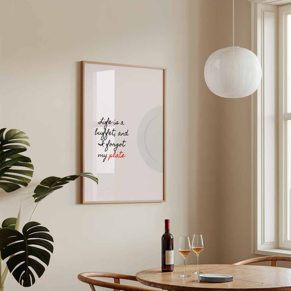 Leven is een Buffet – staande keuken wanddecoratie van WallArtistic