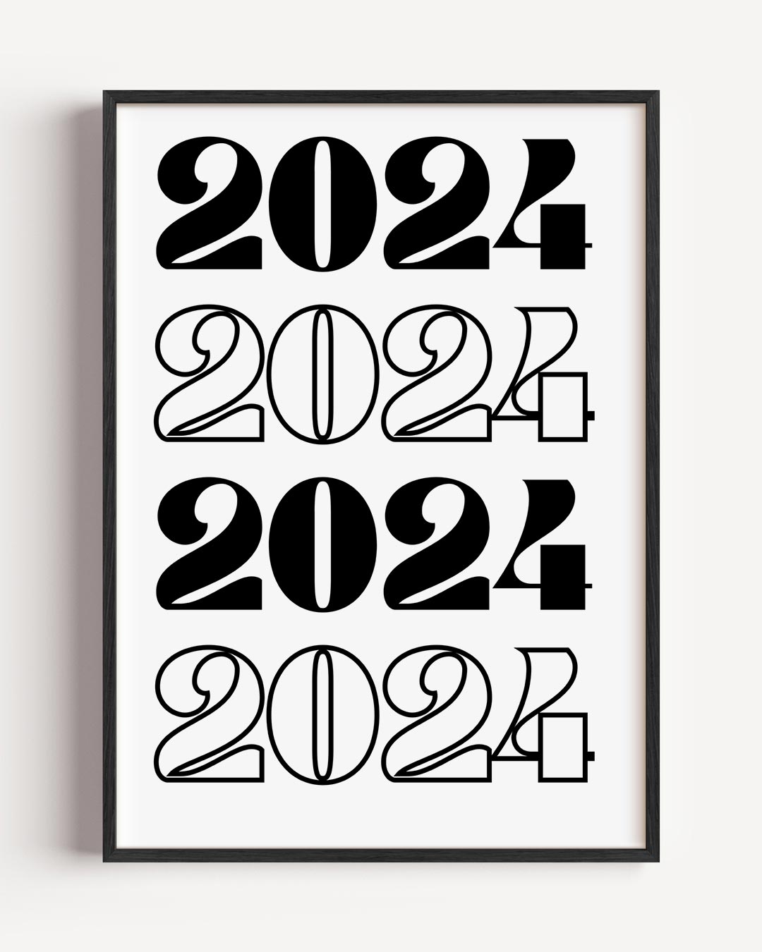 Stijlvolle 2024 Typografie – kerst portret poster als wanddecoratie