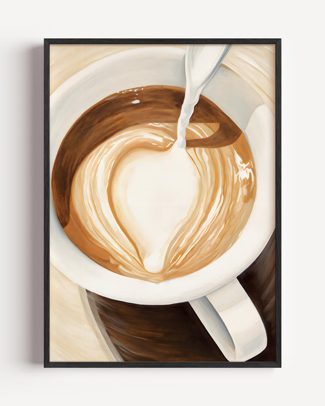 Koffie Latte Art Hart – keuken portret poster als wanddecoratie
