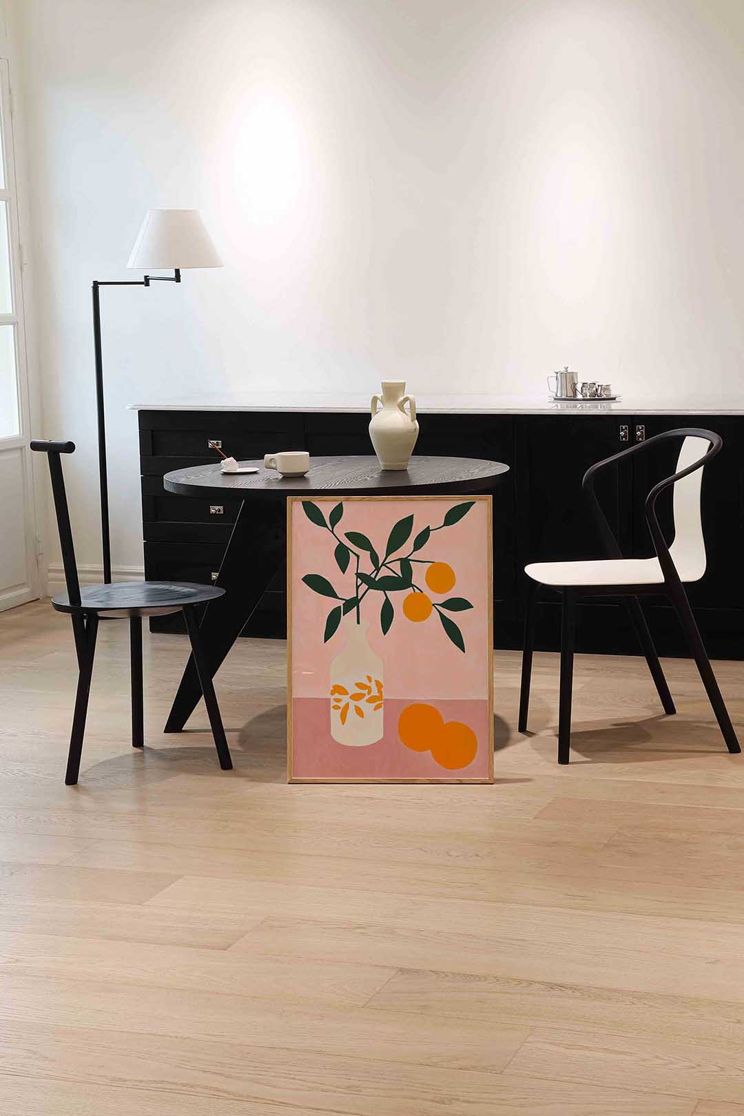 Tak met sinaasappels – moderne wandkunst als portret poster