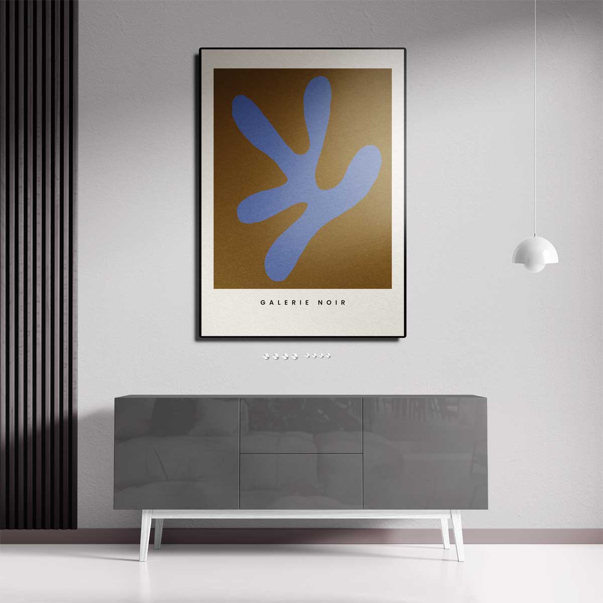 Abstracte Expressie in Blauw en Bruin – portret wandkunst van WallArtistic