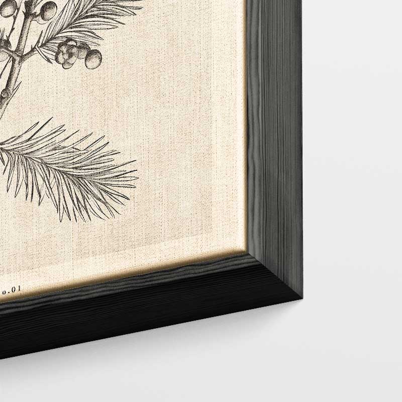 Vintage Kersttak Illustratie – kunstwerk met zwarte baklijst