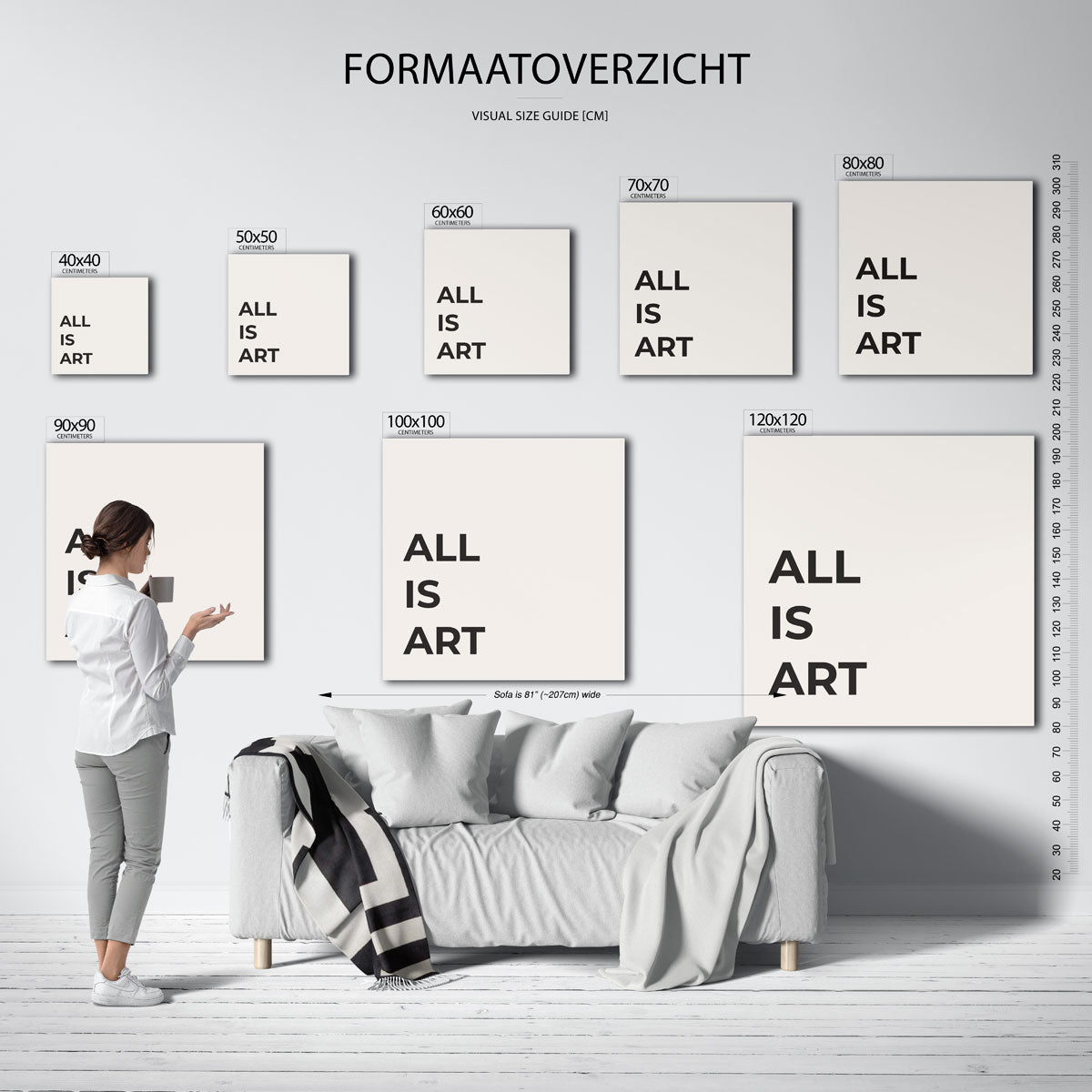 All is art – vierkante muurposter met kleurrijke vormen
