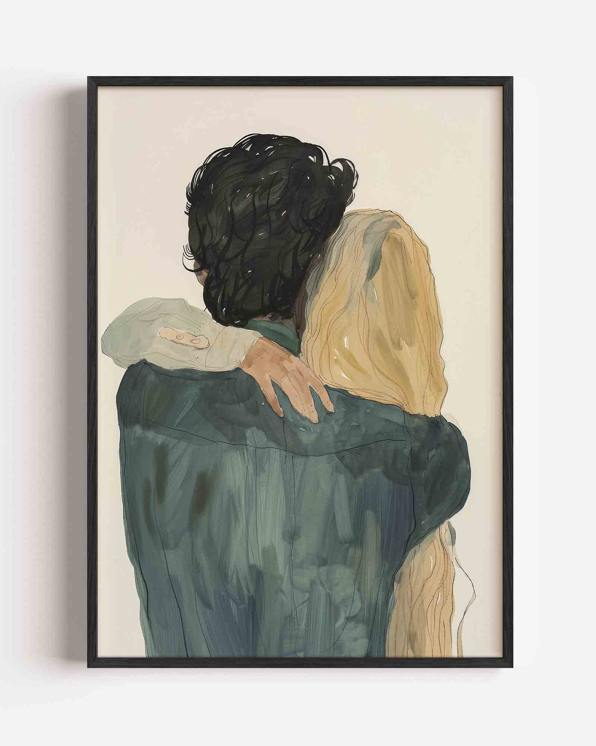 Omhelzing – hedendaagse illustratie portret poster als wanddecoratie
