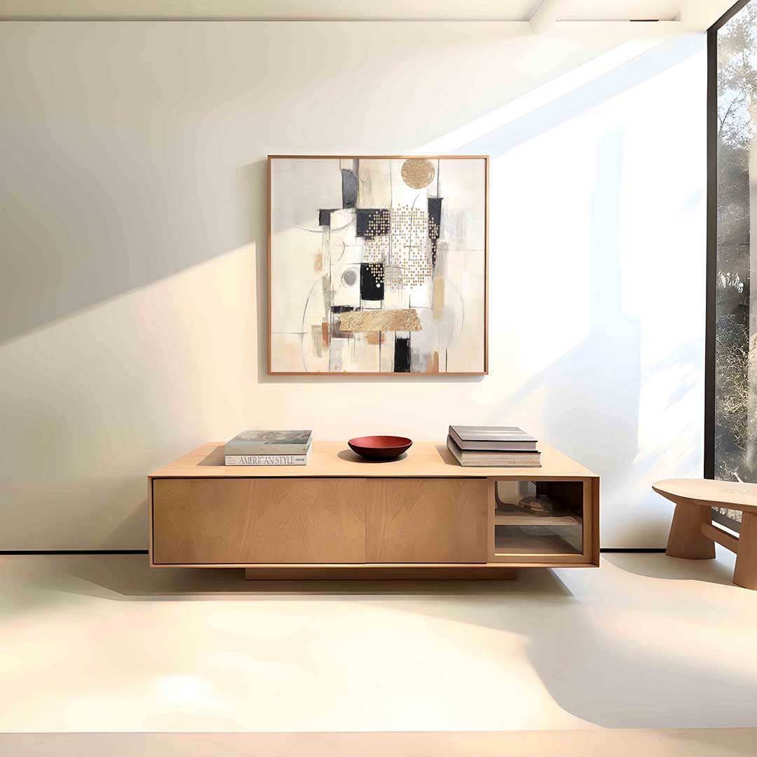 Abstracte vormen – vierkante zachte abstracte wanddecoratie van WallArtistic
