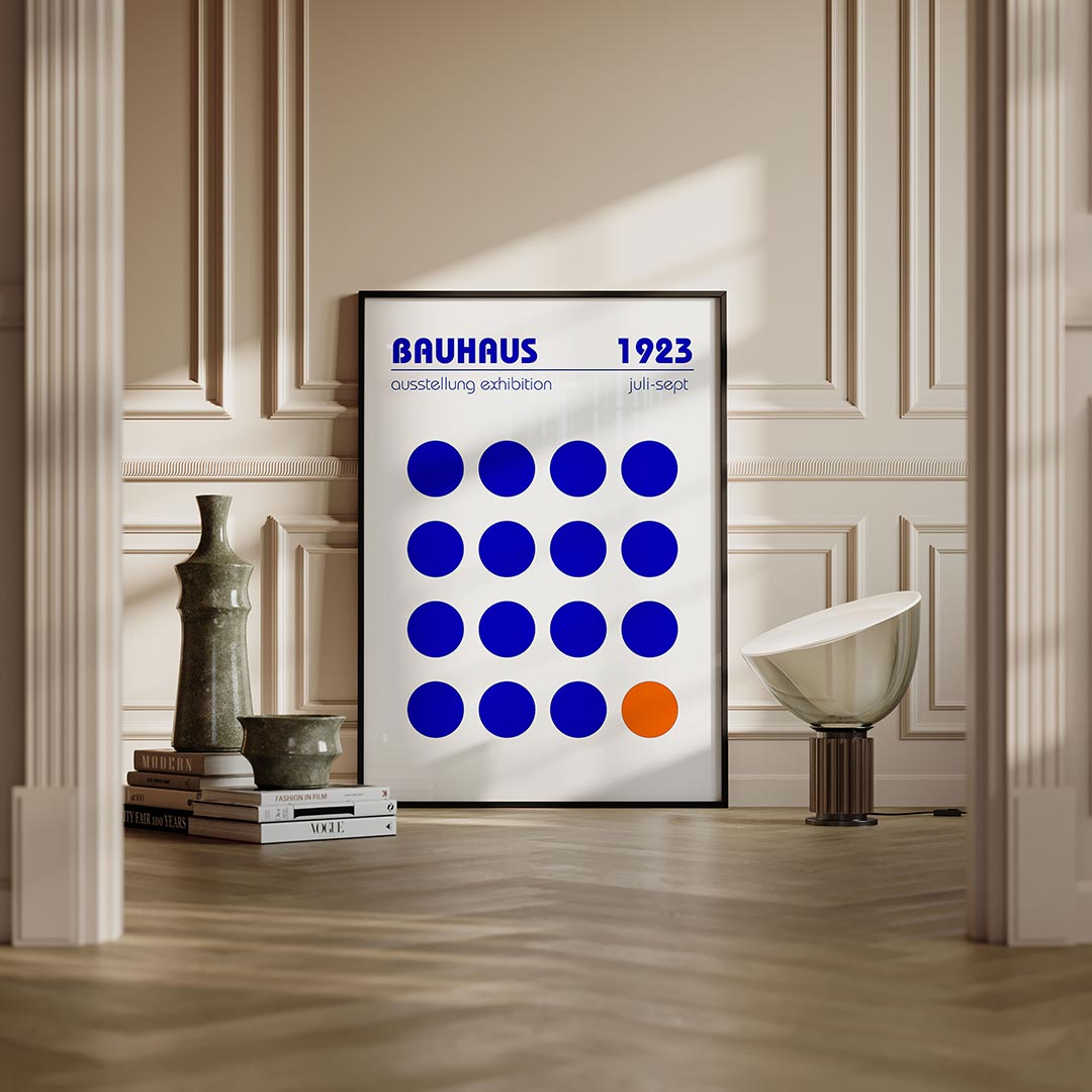 Cirkelritme en kleur – moderne Bauhaus wandkunst als poster