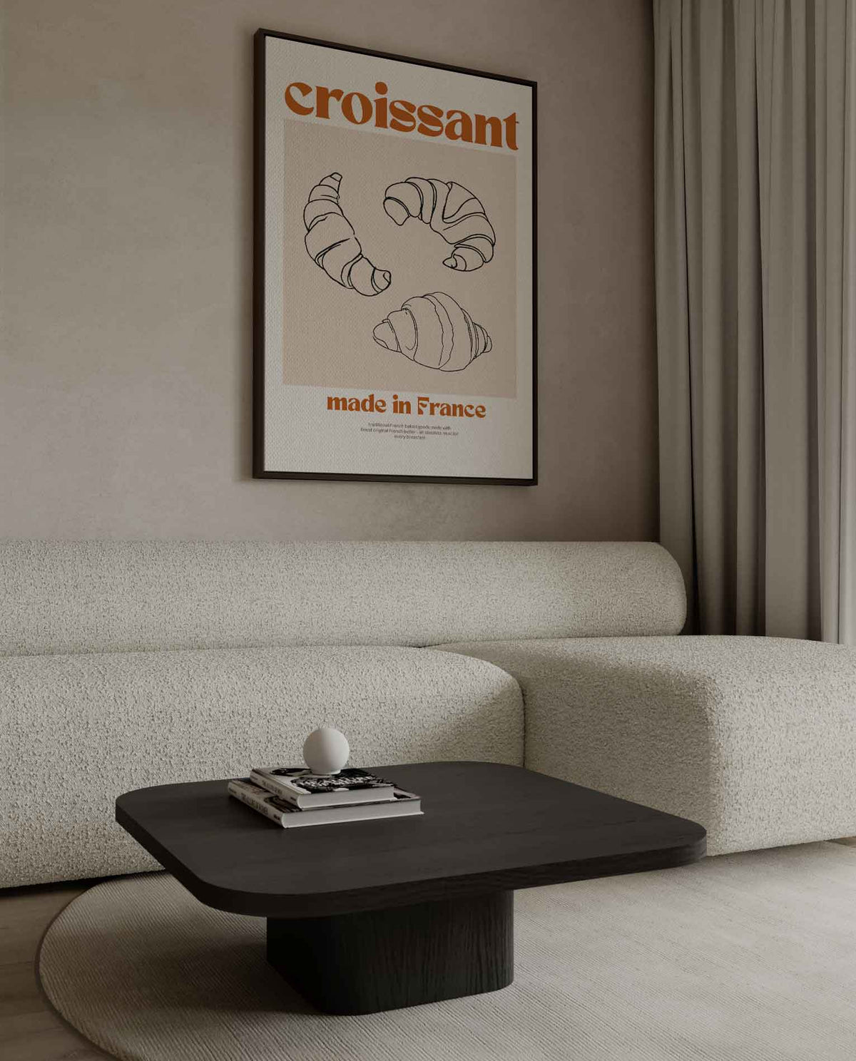 Vintage Franse Croissant Poster – canvas wanddecoratie in portret formaat