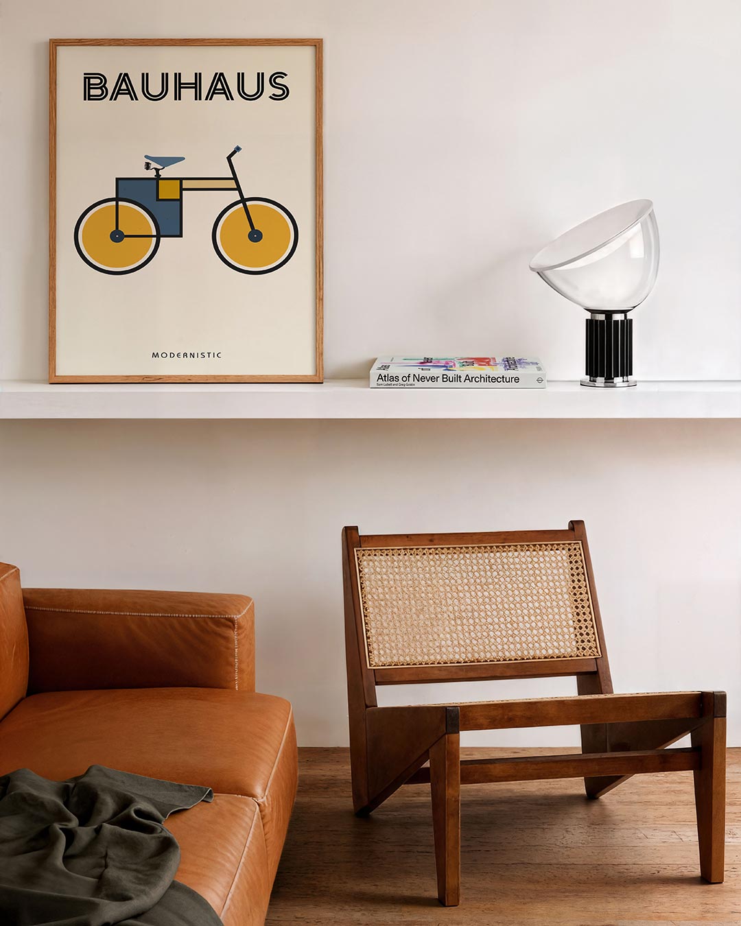 Fiets en kleurvlakken – staande Bauhaus poster voor aan de muur