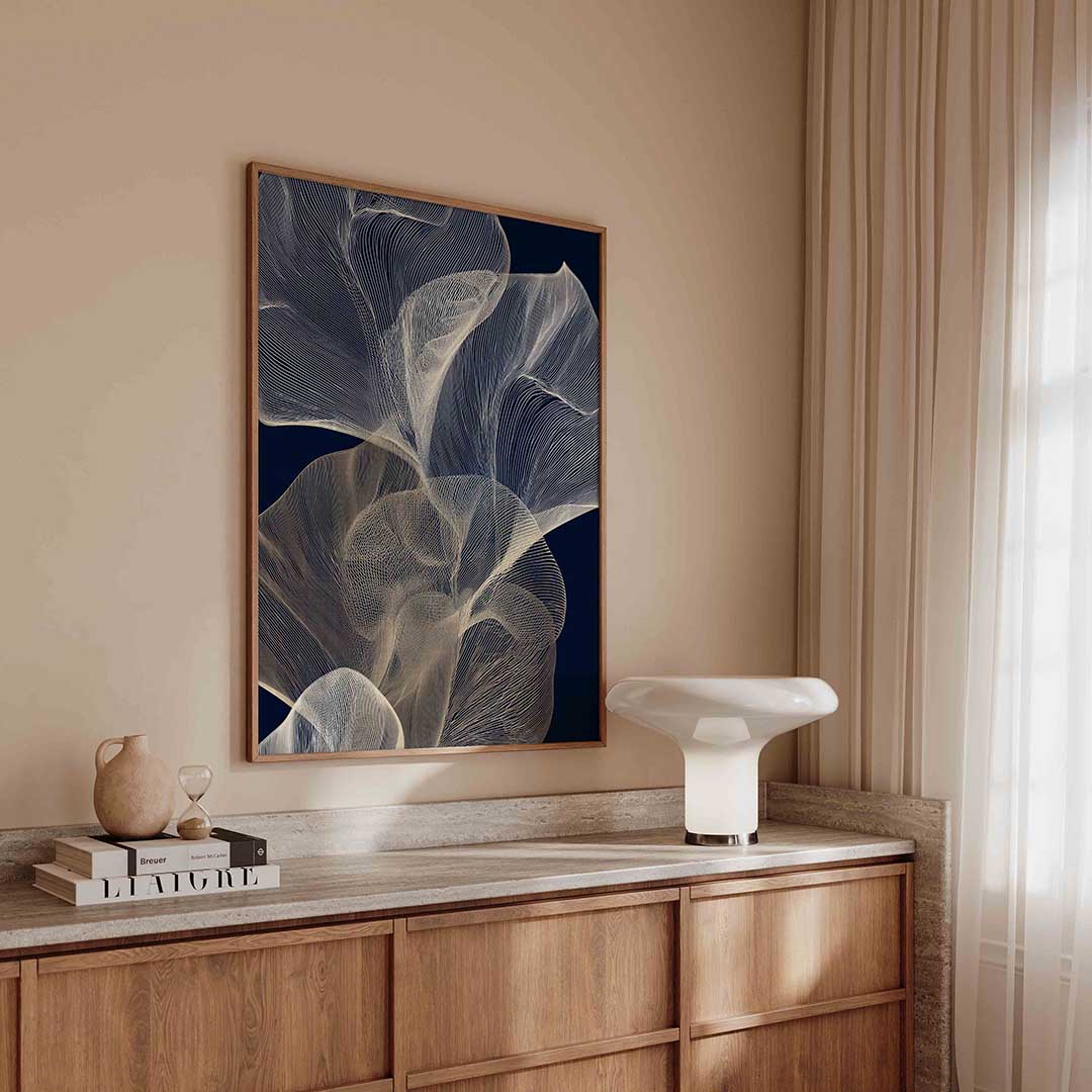 Golvende lijnen – abstracte poster in staand formaat