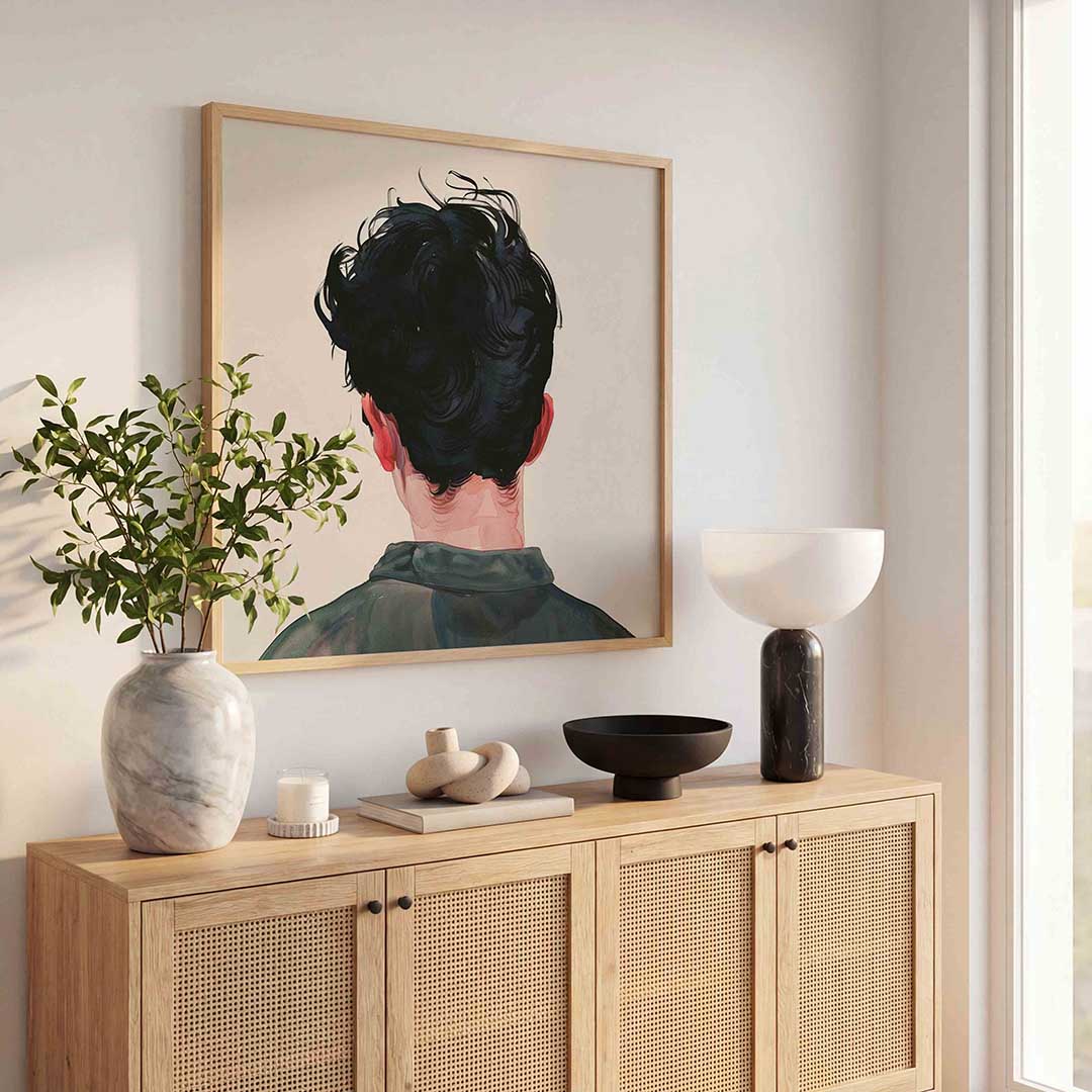 Achterkant hoofd – kunst en design poster in vierkant formaat