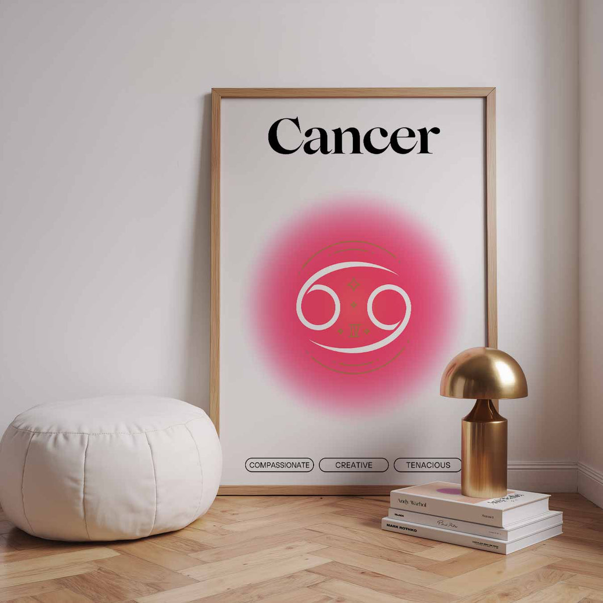 Inspirerende Kreeft Astrologieposter – staande muurposter met mindful uitstraling