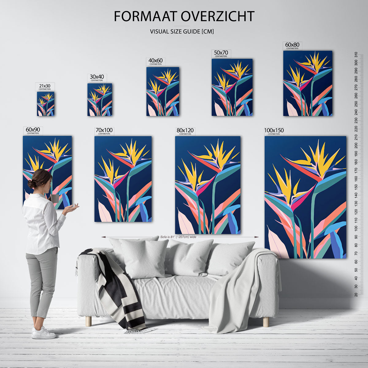 Paradijsvogelbloem – staande muurposter met jungle thema