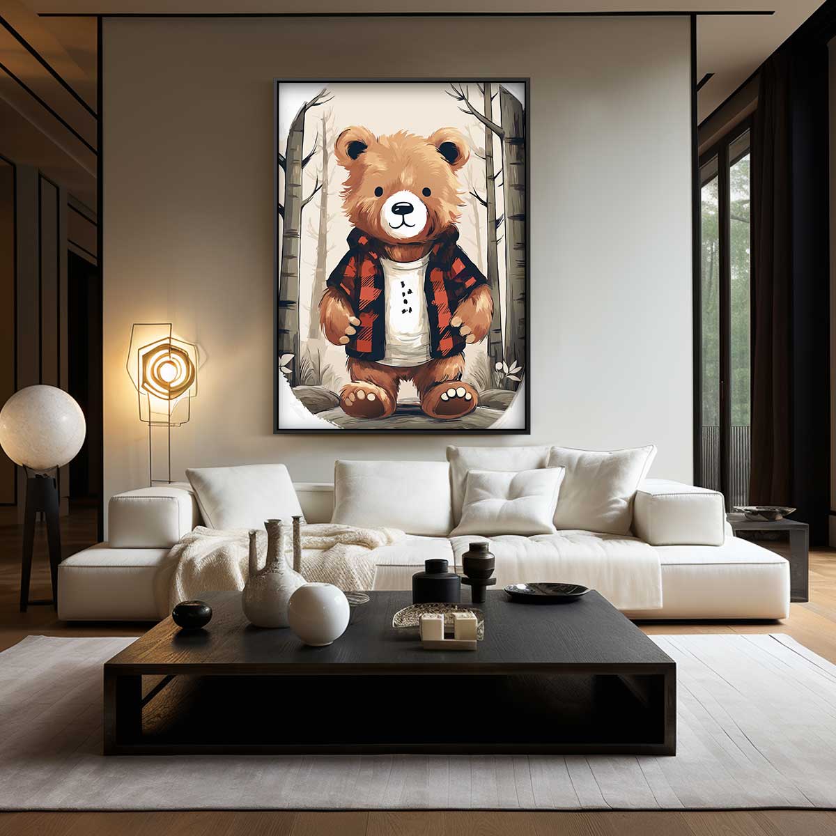 Wanddecoratie Beer in Houtlook – canvas wanddecoratie in portret formaat
