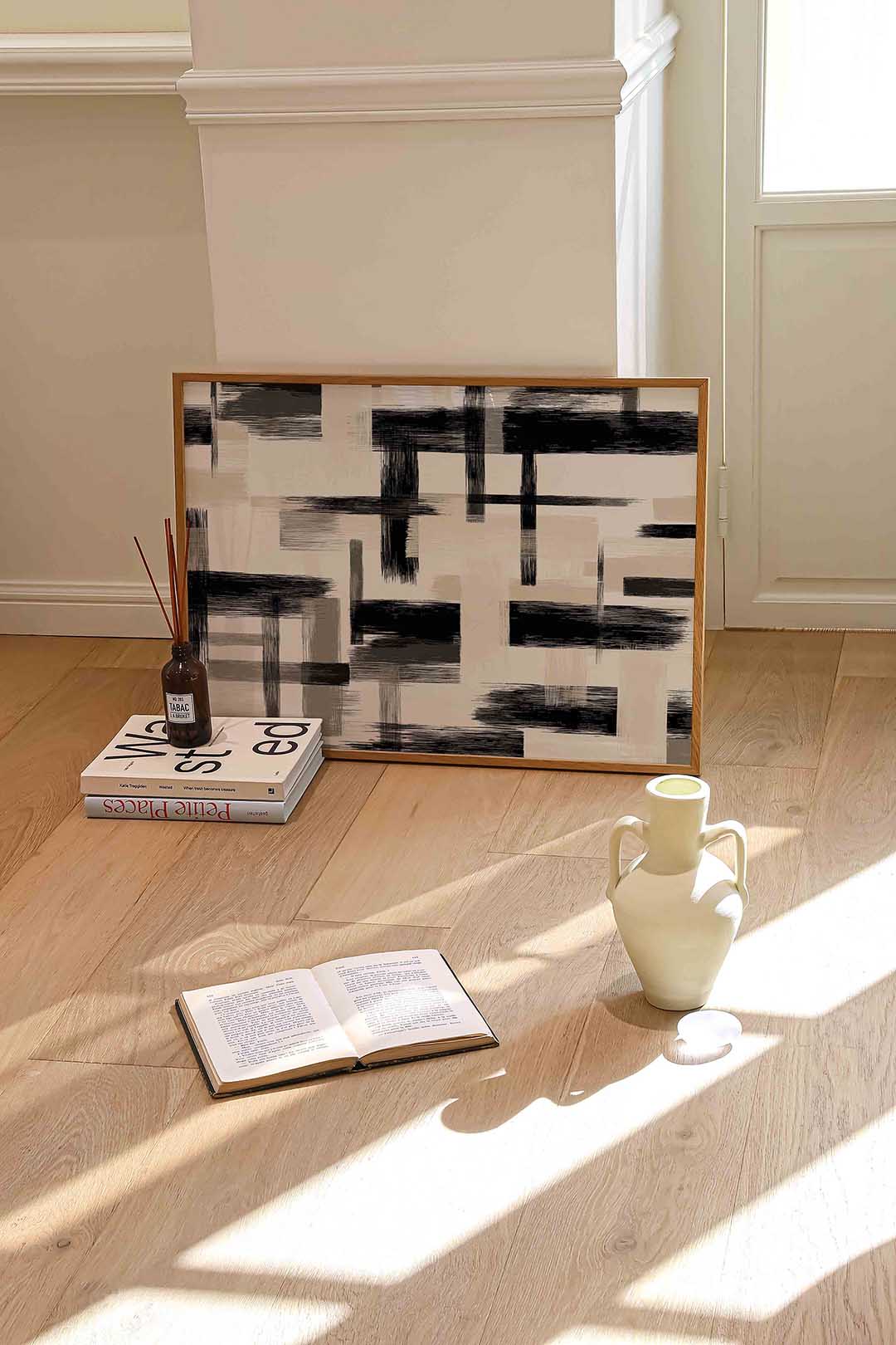 Abstracte lijnen – liggende abstracte wanddecoratie van WallArtistic