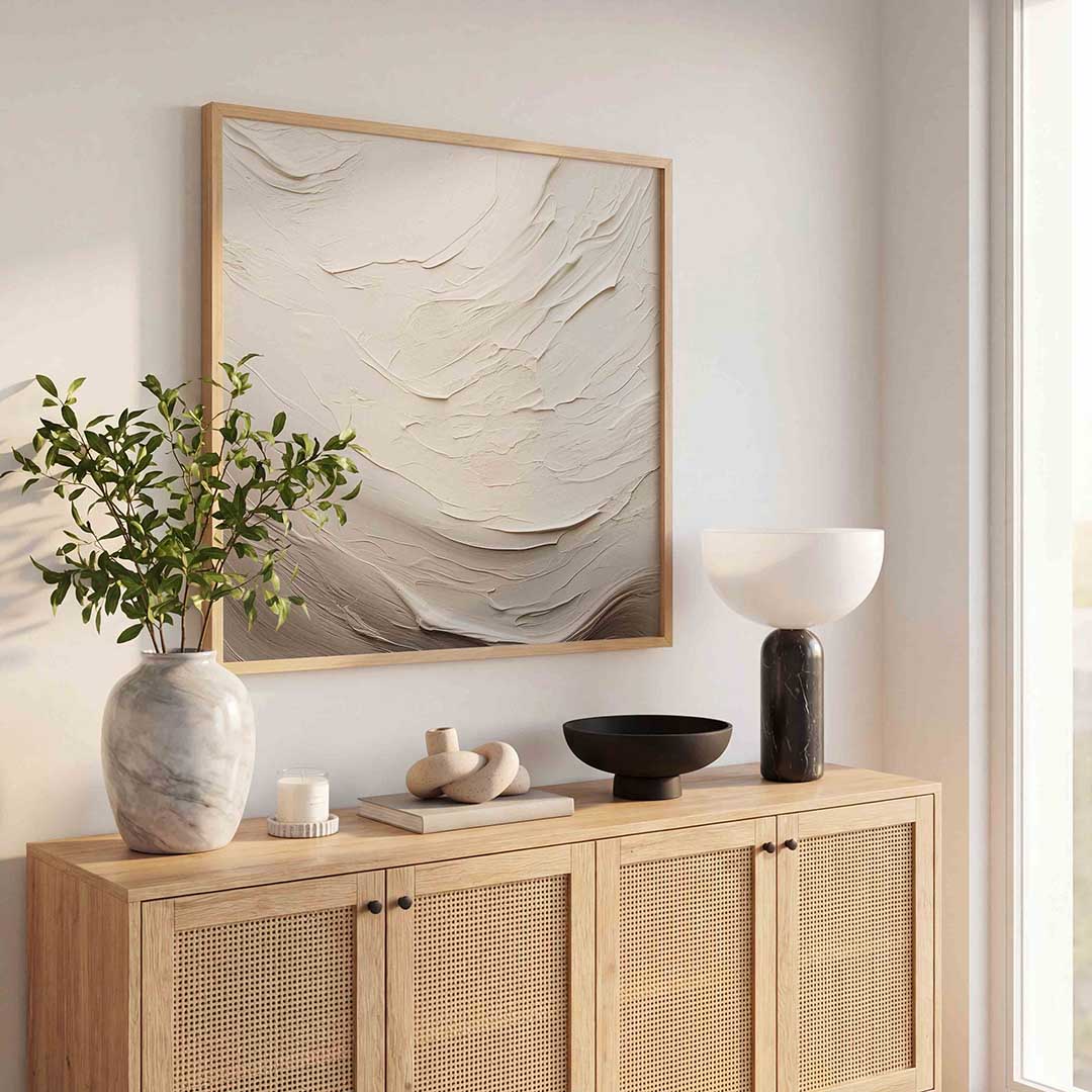 Beige textuur – rustige abstracte wandkunst als vierkante poster