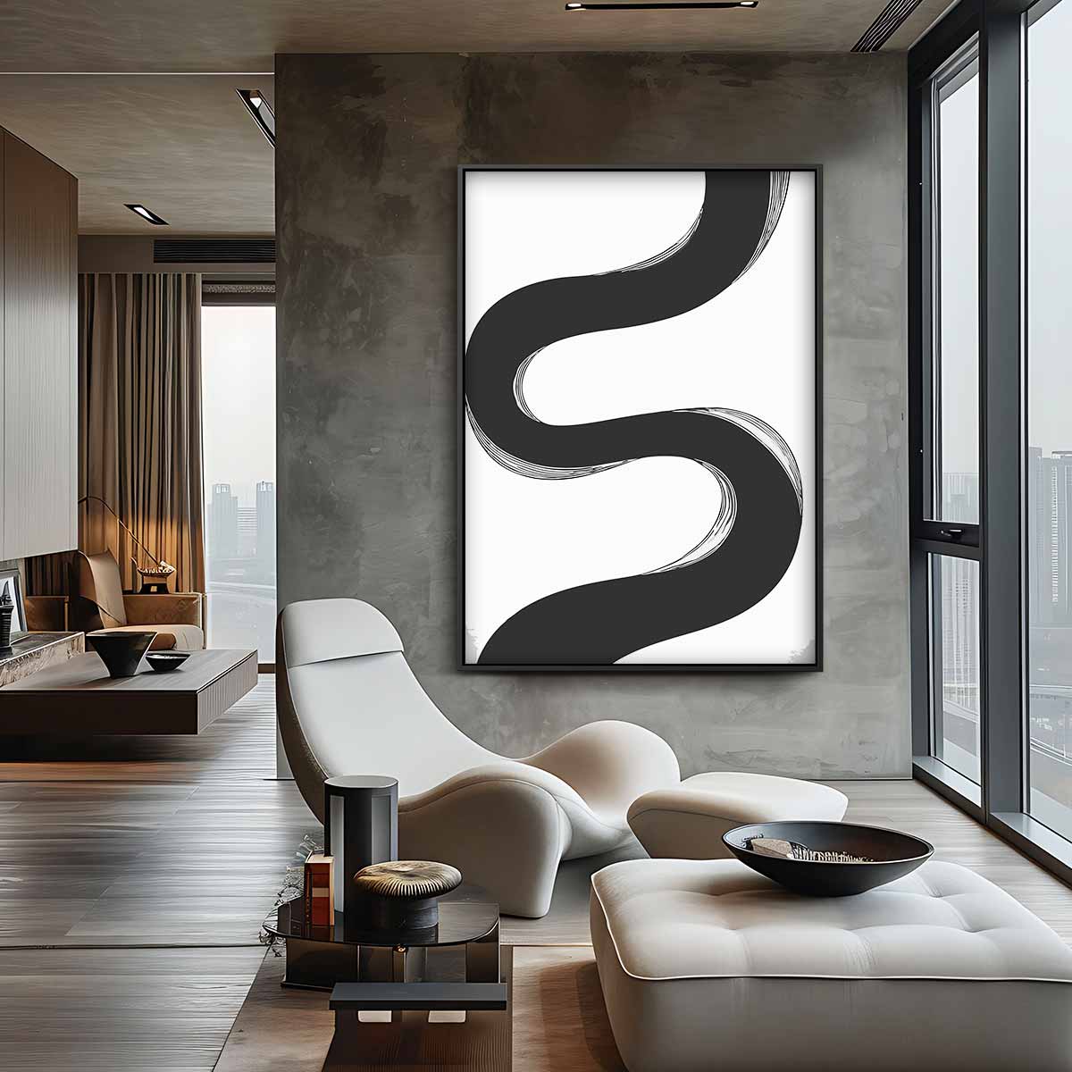 Zwarte Golf Beweging – canvas wanddecoratie in portret formaat