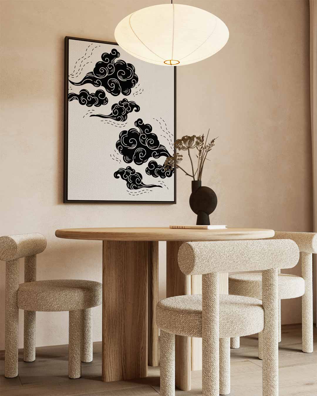 Dromerige Wolkenprint – staand kunstwerk voor modern interieur