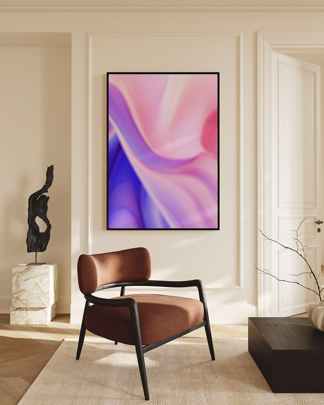 Vloeiende kleuren golf – Roze – staande wanddecoratie