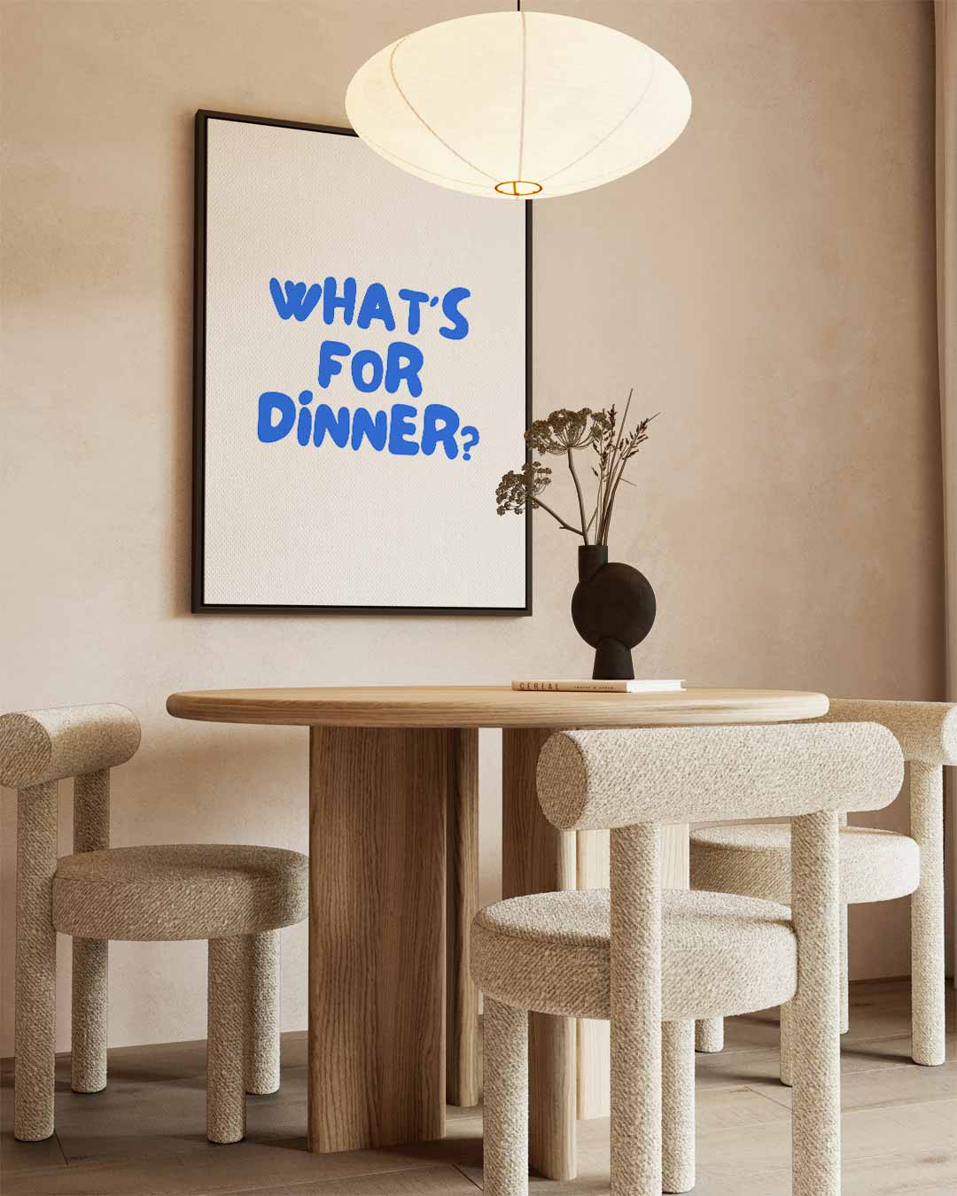 What's For Dinner? – kunstwerk met zwarte baklijst