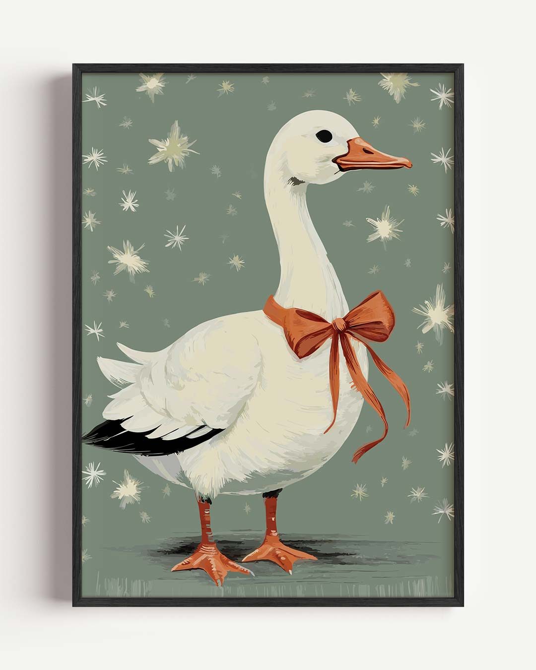 Elegante Eend met Strik – kids portret poster als wanddecoratie