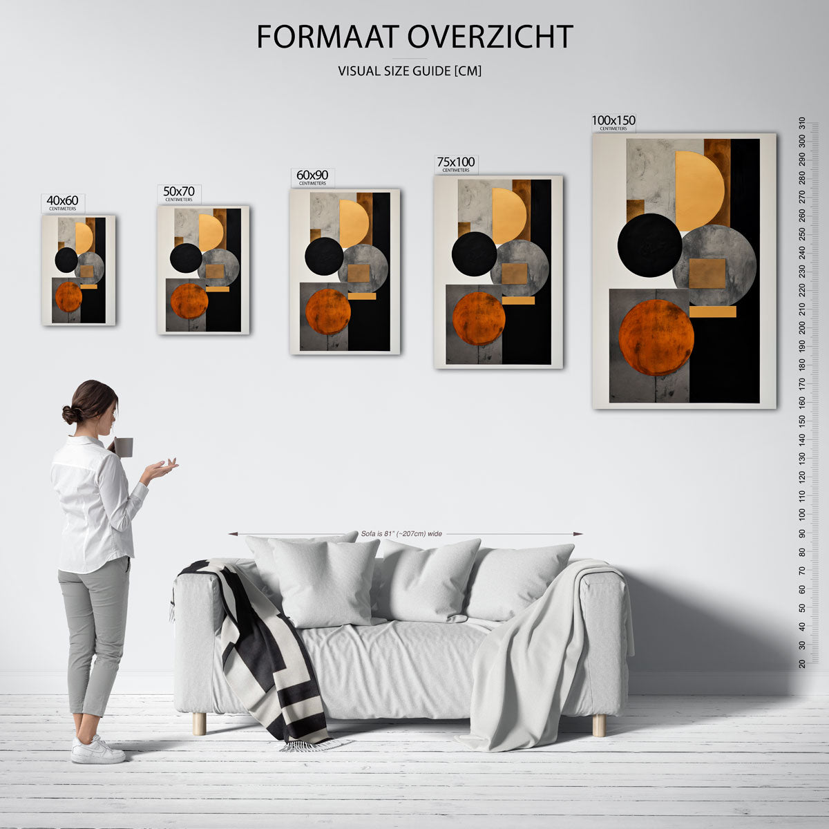 Geometrische vormen compositie – staande wanddecoratie van WallArtistic
