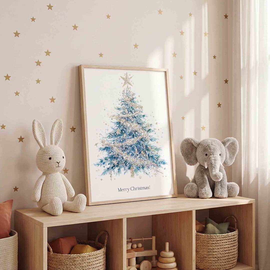 Kerstboom met ster – staande kinderkamer wanddecoratie van WallArtistic