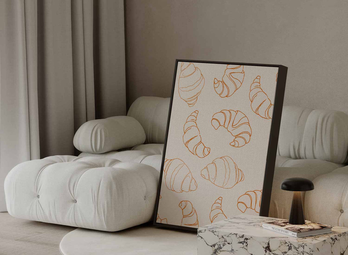 Croissant Illustratie Patroon – portret kunstwerk als wanddecoratie, afbeelding 13