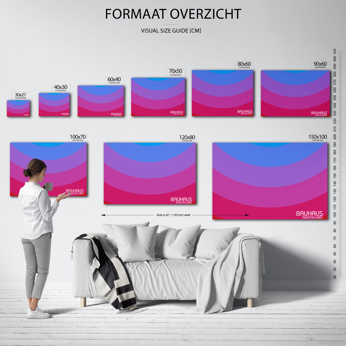 Kleurvlakken boog – geometrische poster in Bauhaus-stijl van WallArtistic